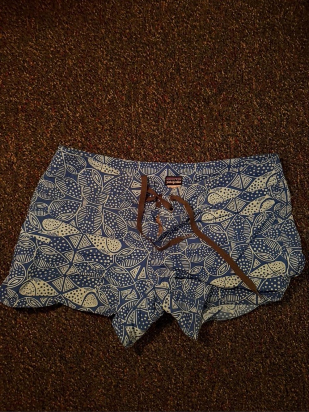 Patagonia Blue and White Patterned Women's Shorts